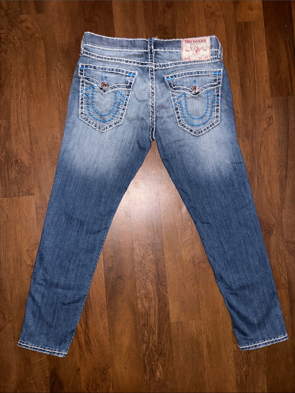 True Religion Men's Faded Blue Relaxed Jeans